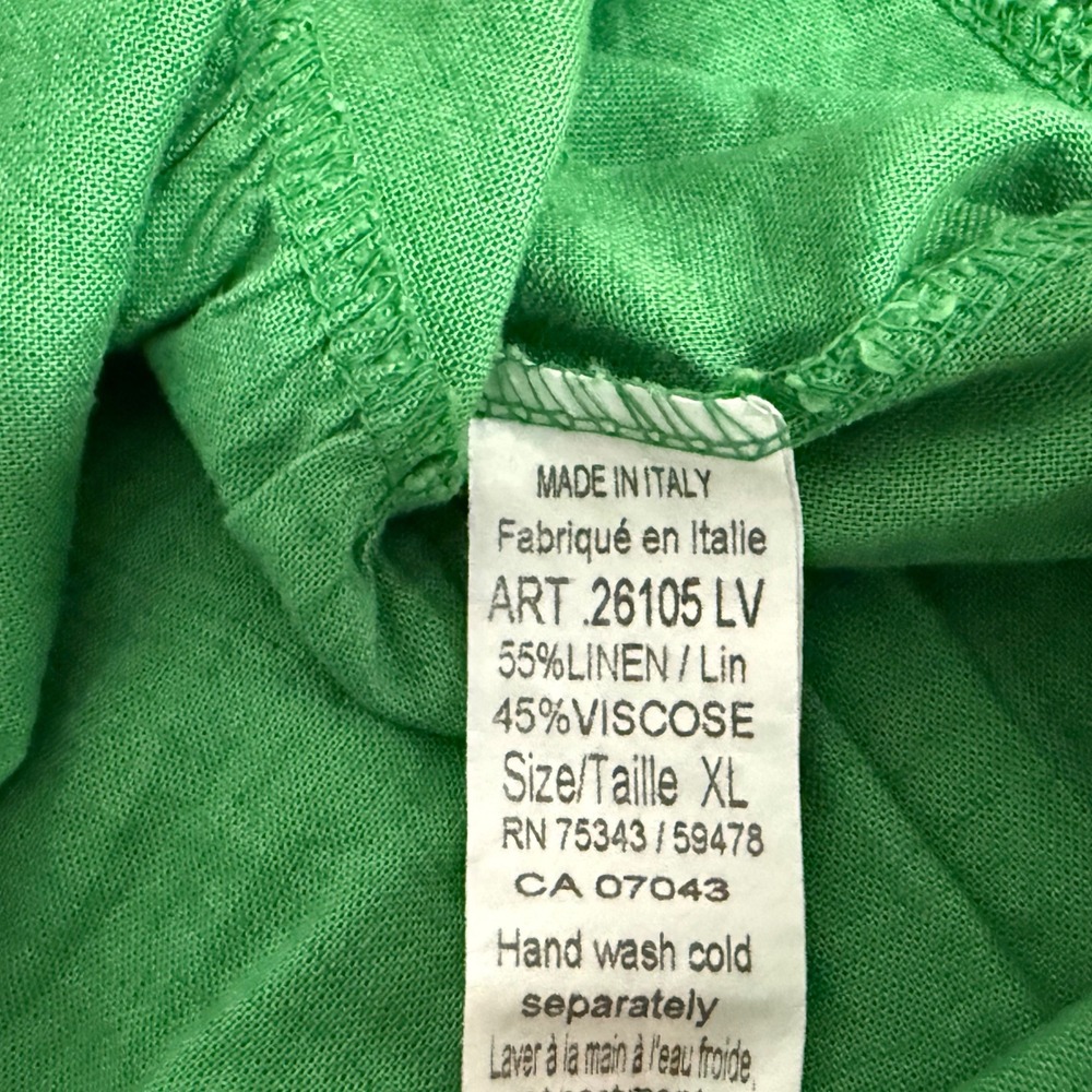 Valentina Naldi Dress Womens XL Green Linen Blend Tiered Made in Italy Coastal - Picture 5 of 9